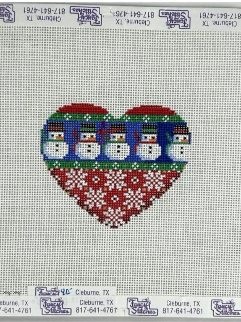 Associated Talents Winter Heart Handpainted Needlepoint Canvas HP 18 Ct STARTED